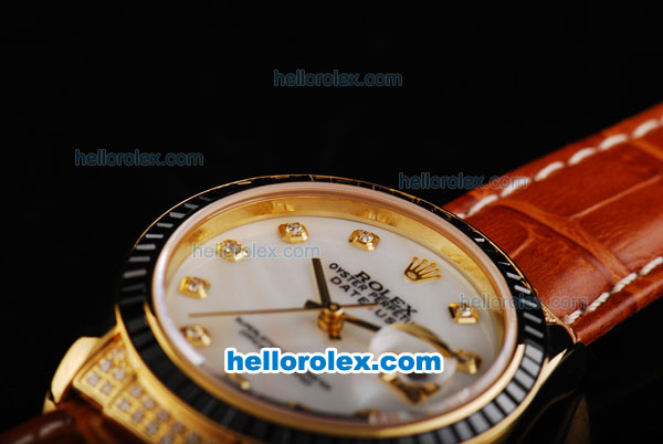 Rolex Datejust Swiss ETA 2836 Automatic Movement Black Diamond Bezel with White Dial-Diamond Markers - Click Image to Close